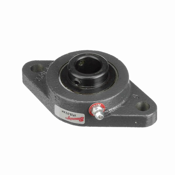 Mounted Cast Iron Two Bolt Flange Ball Bearing - 52100 Bearing Steel, Blk Oxided Inner-Setscrew Lock